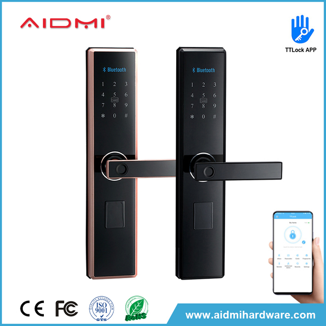 Cerradura de puerta inteligente con huella dactilar, cerradura de puerta delantera inteligente, manija de puerta de aluminio, ADM-Z006