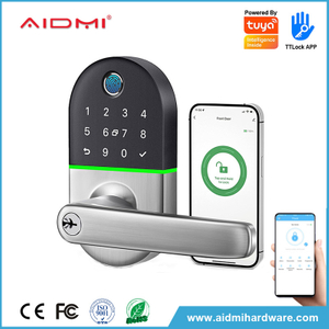 Aidmi-cerradura de puerta eléctrica con huella dactilar, nuevo diseño, aplicación Tuya, puerta corrediza de madera, cerradura inteligente para aplicación Tuya Wifi