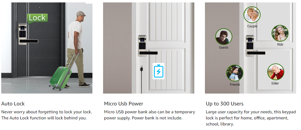 Cerradura de puerta inteligente Wifi impermeable Tuya