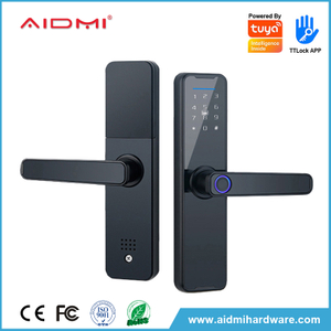 Cerradura de puerta inteligente TTLOCK de alta seguridad con huella digital BLE APP Cerradura inteligente digital para Airbnb y cerradura de puerta de apartamento con manija Cerradura de puerta de entrada sin llave con manija