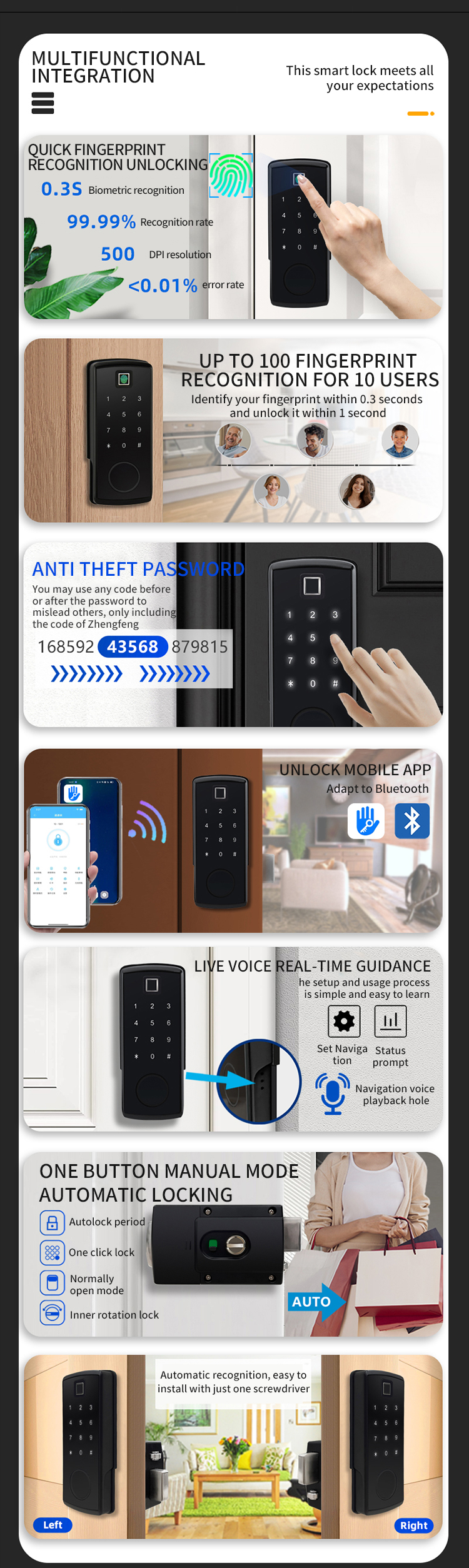 Manija de puerta inteligente Cerradura con contraseña bluetooth sin llave