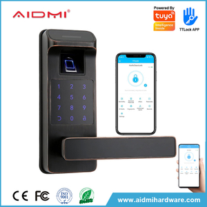 Cerradura de puerta inteligente Aidim, cerradura de puerta de entrada sin llave, huella digital con teclado, cerradura electrónica totalmente controlada por aplicación