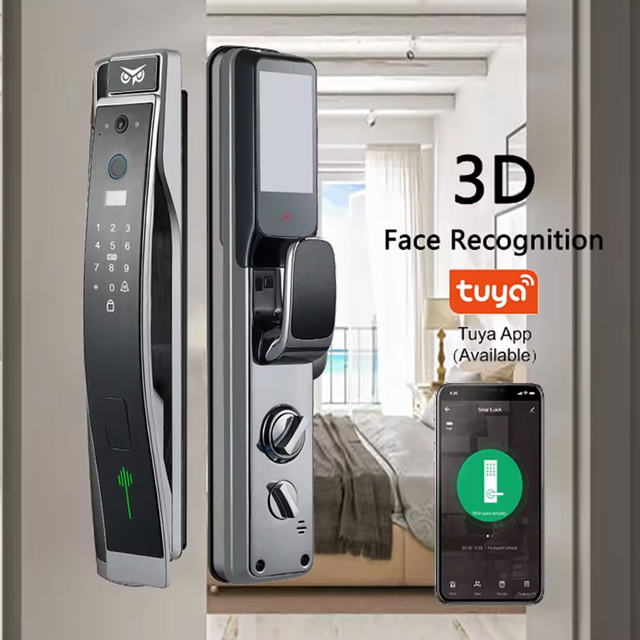 Cerradura inteligente Aidmi, cerradura de latón para cámara de identificación facial, cerradura biométrica inteligente con huella dactilar, contraseña ICcard RFID