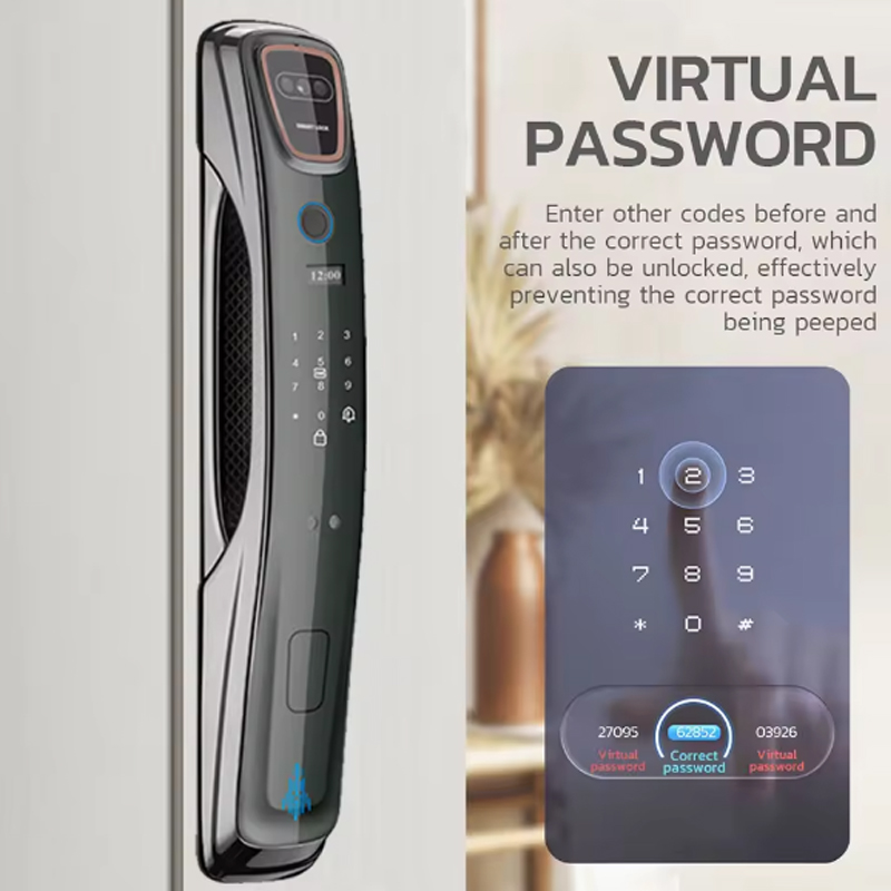 cerradura de puerta inteligente con cámara y timbre
