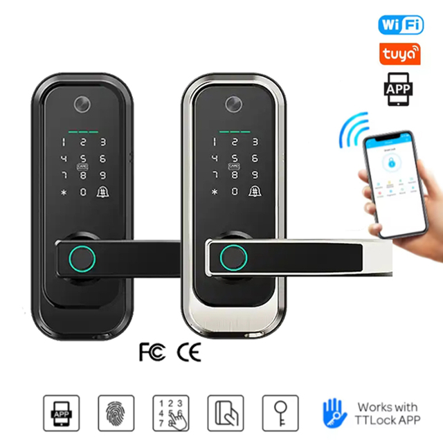 ADM-J001Pro Smart Life Tuya App Wifi cerradura de puerta inteligente Digital escáner biométrico de huellas dactilares contraseña cerradura inteligente